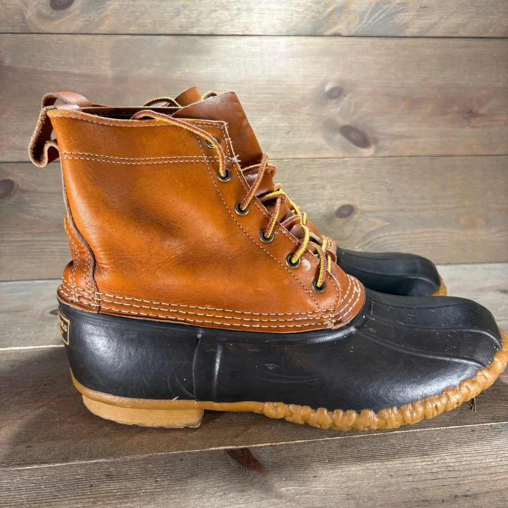 LL Bean Boots Mens size 10 shoes Brown Leather Waterproof Lace Up boots